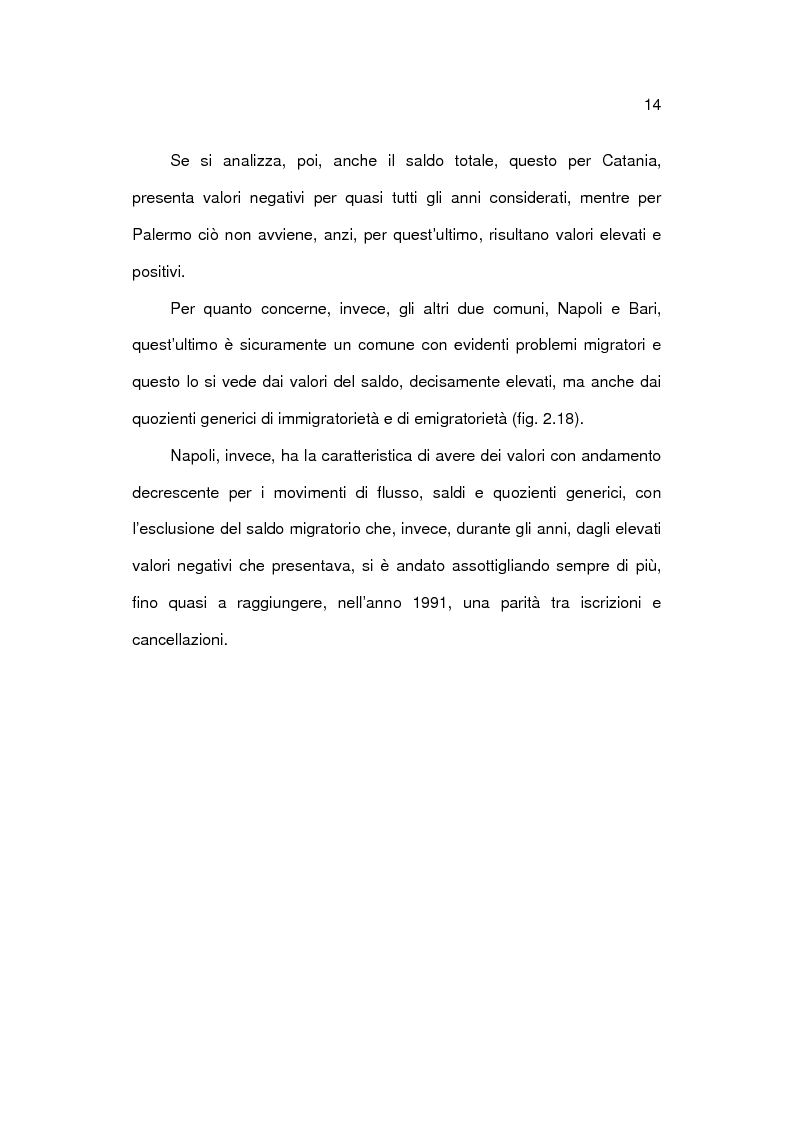 Anteprima della tesi: Analisi socioeconomica e demografica dei 4 grandi comuni del Mezzogiorno, Pagina 14