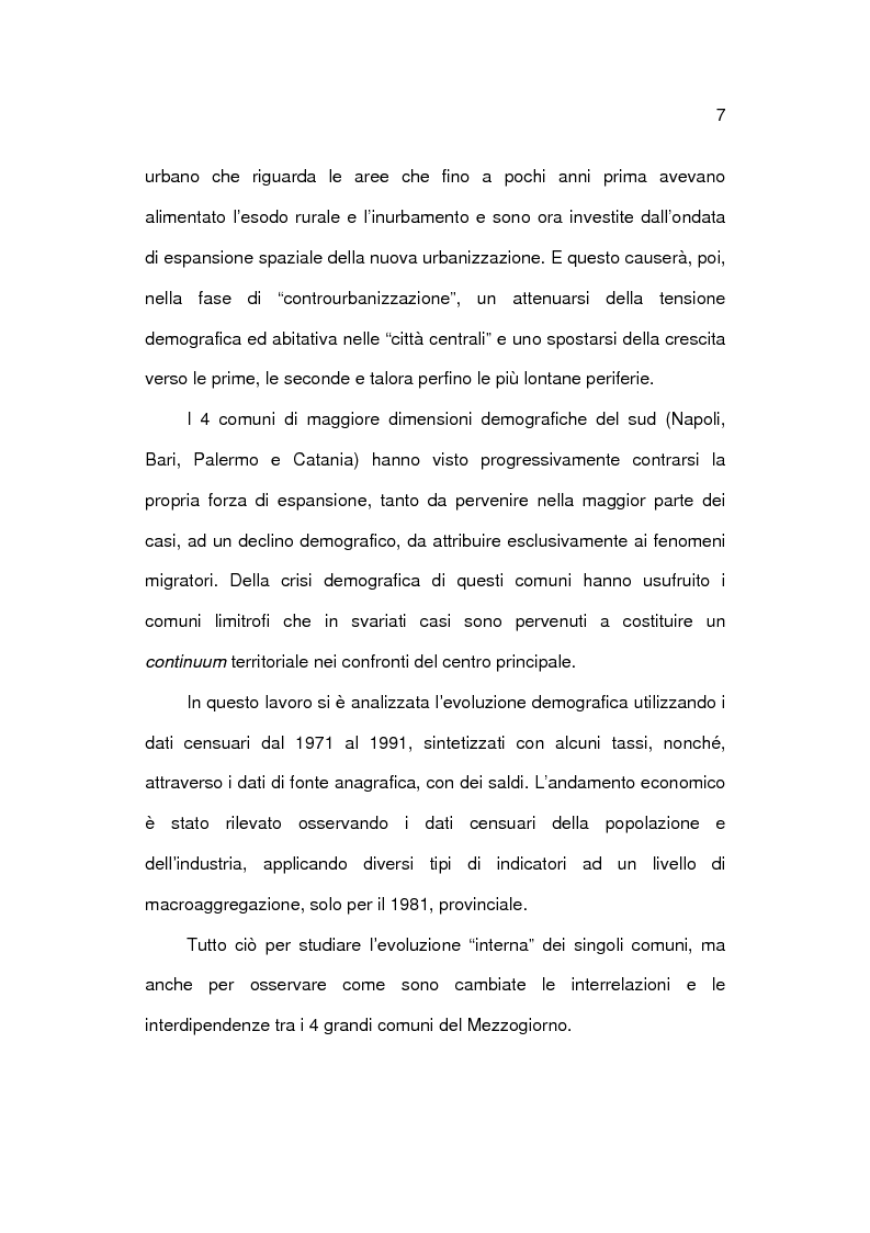 Anteprima della tesi: Analisi socioeconomica e demografica dei 4 grandi comuni del Mezzogiorno, Pagina 7