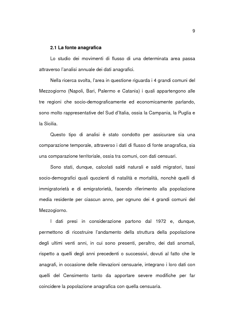 Anteprima della tesi: Analisi socioeconomica e demografica dei 4 grandi comuni del Mezzogiorno, Pagina 9