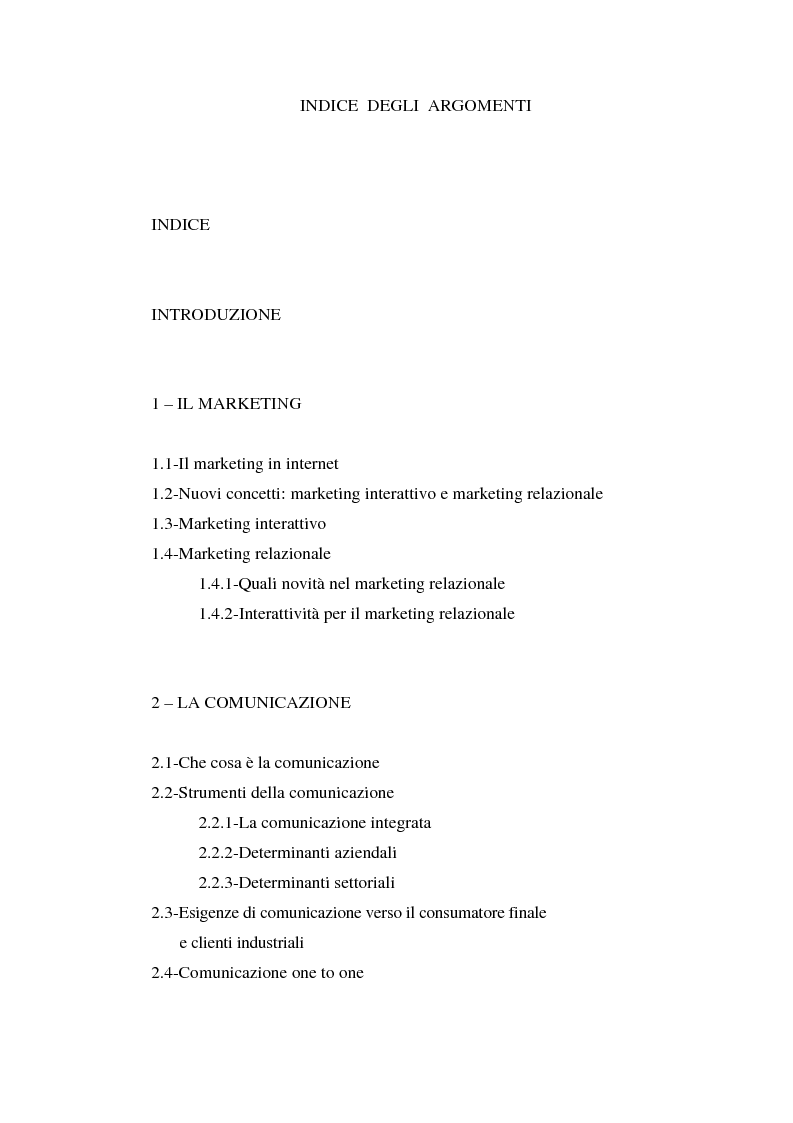 Indice della tesi: Marketing, comunicazione e contesti culturali in Internet, Pagina 1