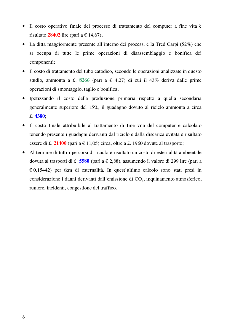 Anteprima della tesi: Valutazione ambientale ed economica del fine vita di un computer, Pagina 4