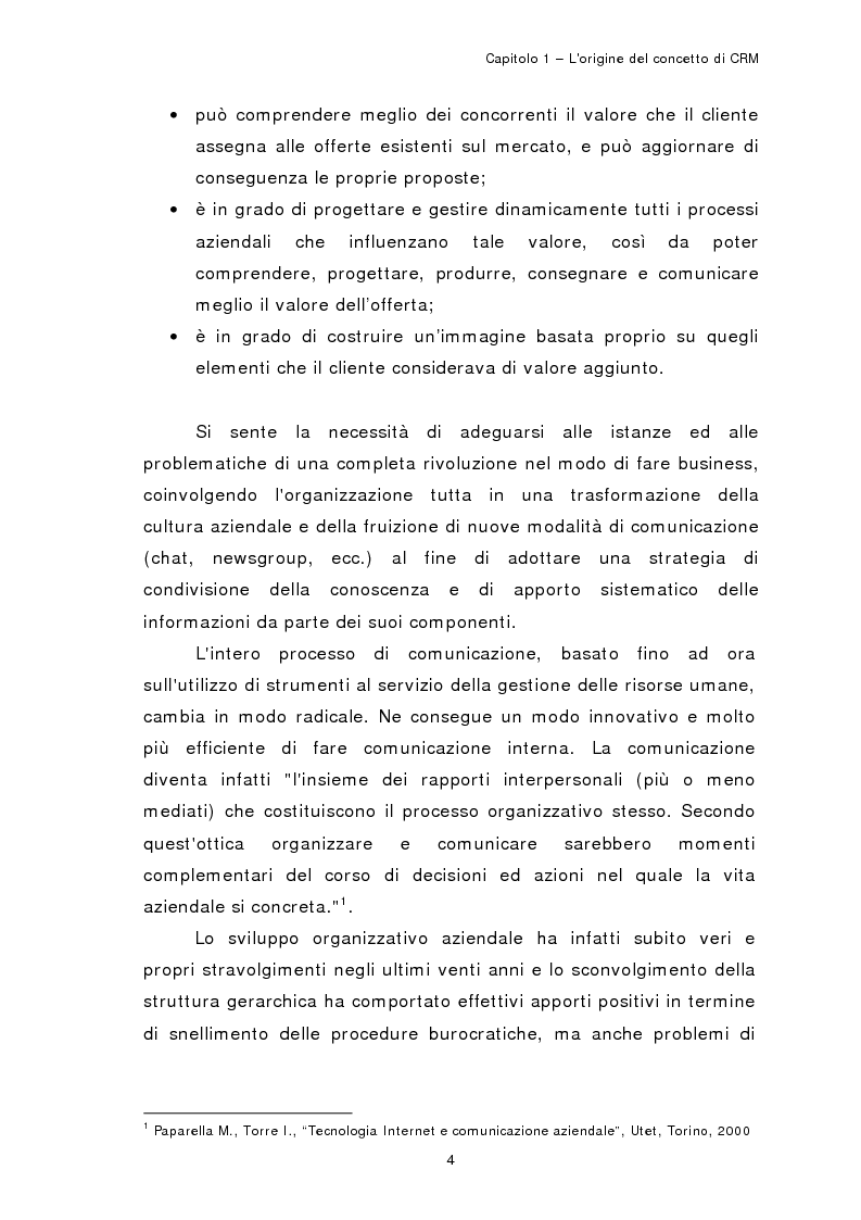 Anteprima della tesi: Struttura, implementazione e valutazione degli impatti aziendali di un sistema di Customer Relationship Management: il caso ''Marketing.Manager'' del Gruppo Formula, Pagina 8