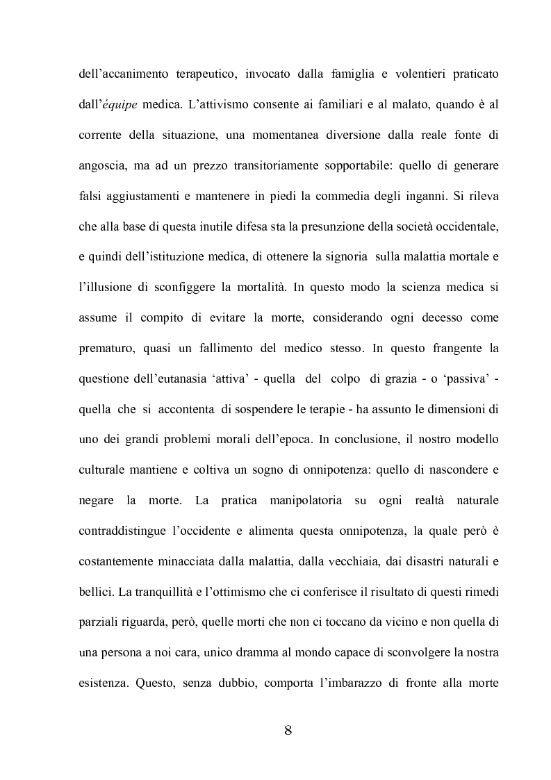 Anteprima della tesi: Viaggio antropologico nella malattia terminale: il malato, la sua famiglia, la città, Pagina 6