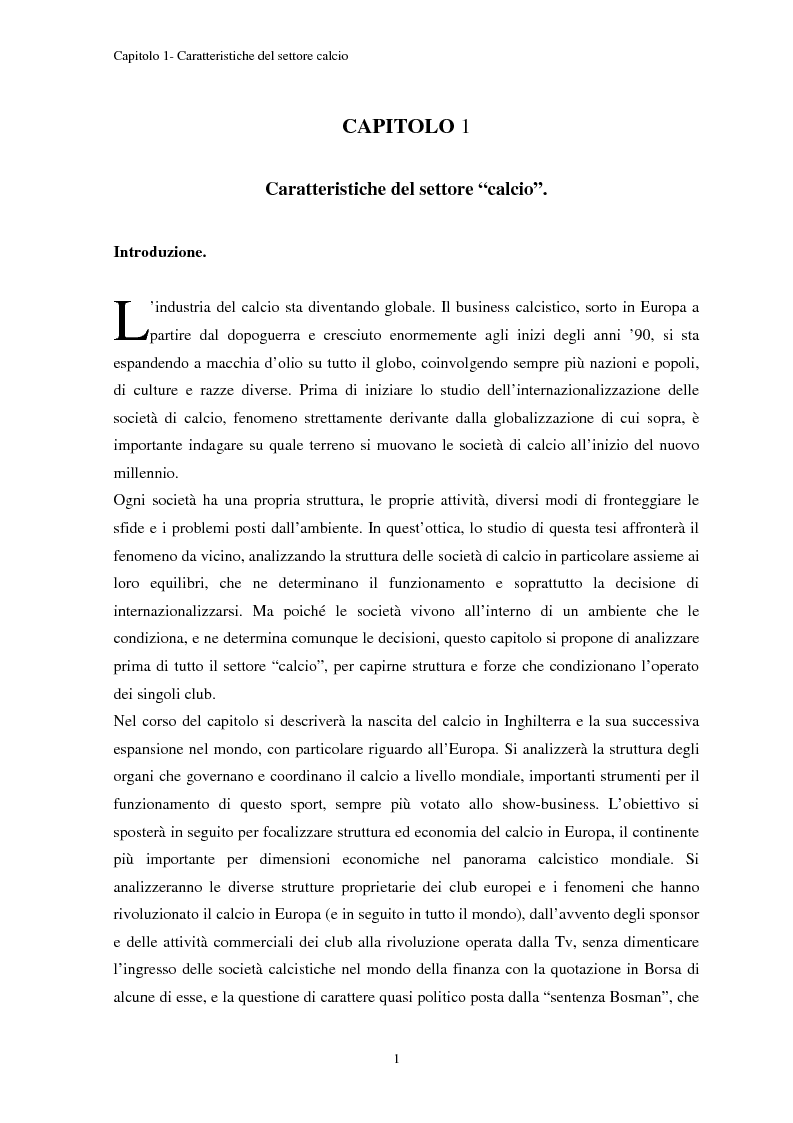Anteprima della tesi: Dinamiche competitive e strategie di internazionalizzazione nel settore del calcio: alcuni casi a confronto, Pagina 3
