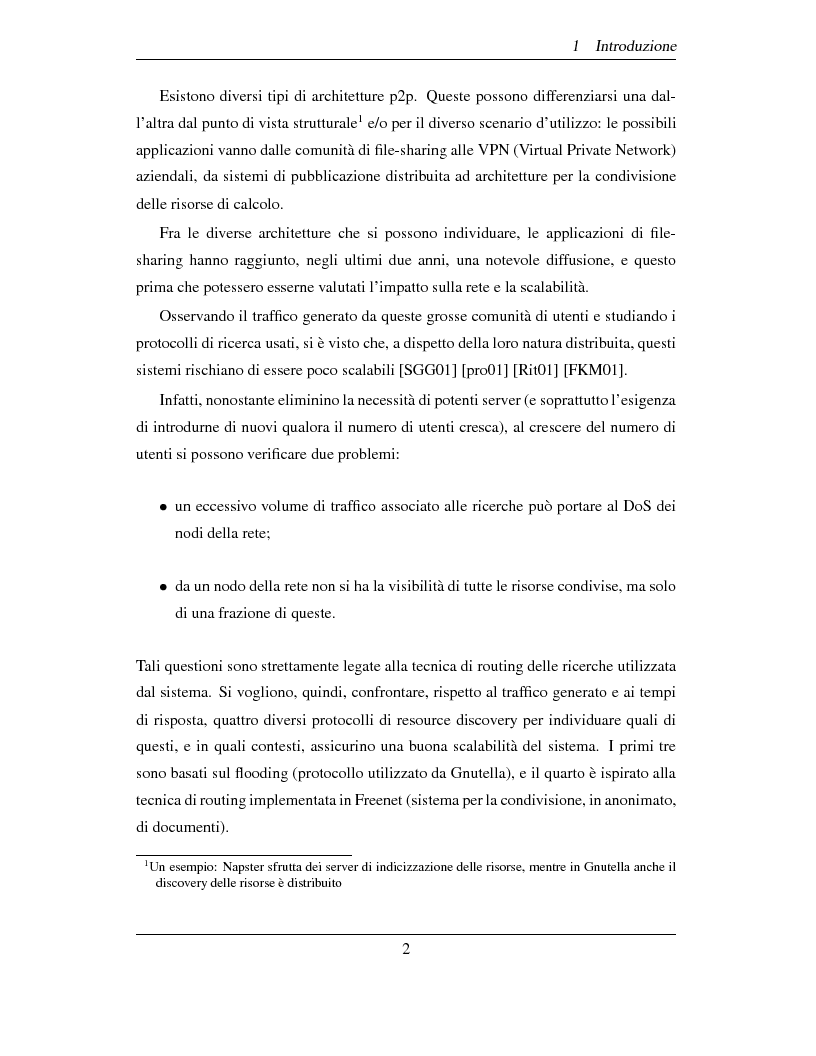 Anteprima della tesi: Confronto di protocolli di routing delle richieste per il resource discovery in applicazioni peer-to-peer, Pagina 2