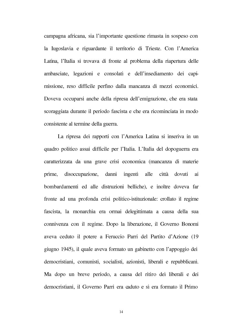 Anteprima della tesi: Le relazioni tra l'Italia e l'Argentina durante i primi anni del governo Peron, 1945-1949, Pagina 11