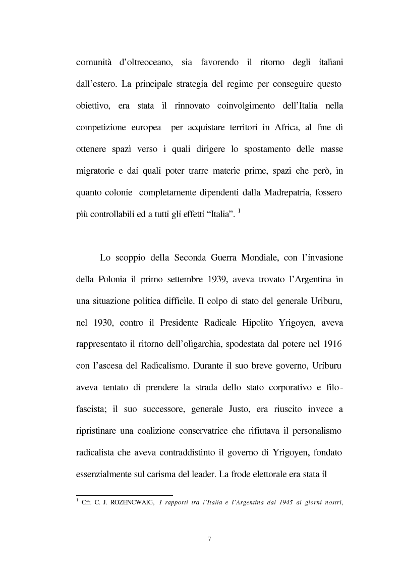 Anteprima della tesi: Le relazioni tra l'Italia e l'Argentina durante i primi anni del governo Peron, 1945-1949, Pagina 4