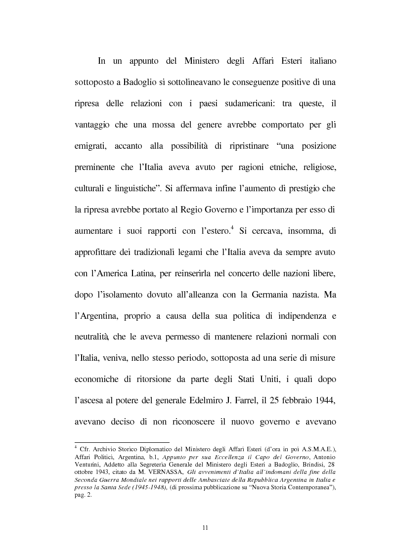 Anteprima della tesi: Le relazioni tra l'Italia e l'Argentina durante i primi anni del governo Peron, 1945-1949, Pagina 8
