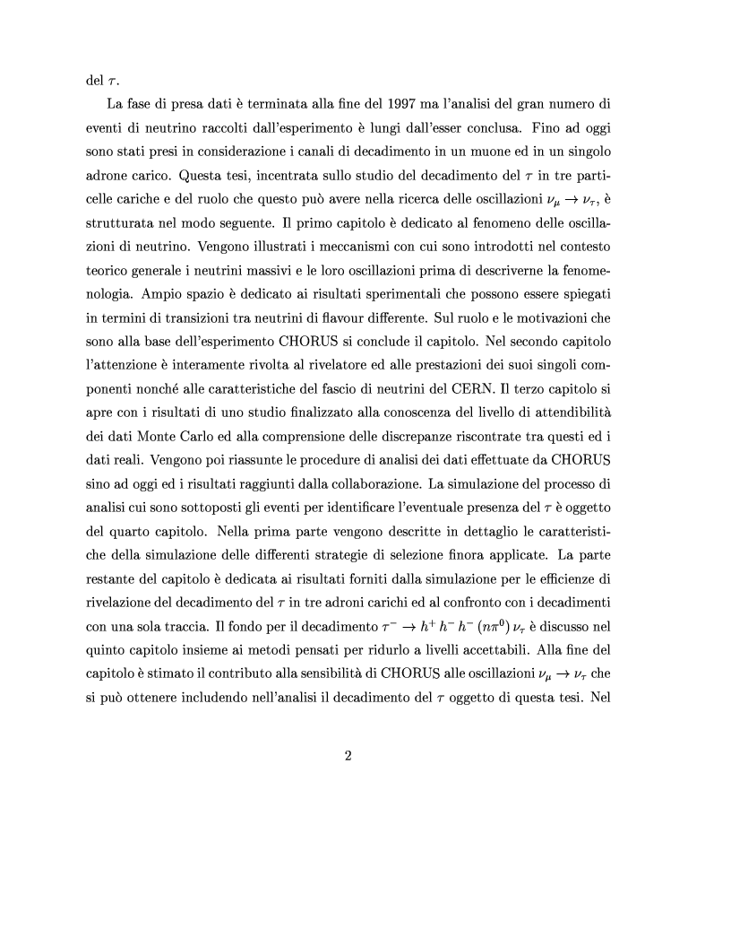 Anteprima della tesi: Decadimento tau -> 3pi nutau per la ricerca delle oscillazioni numu -> nutau in Chorus, Pagina 2