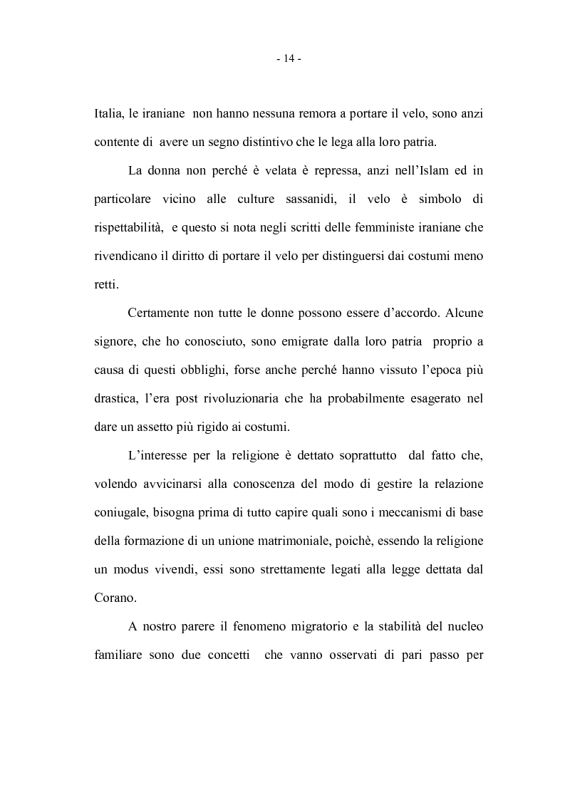 Anteprima della tesi: La coppia iraniana in Italia. La relazione di coppia, tra tradizione e migrazione., Pagina 14