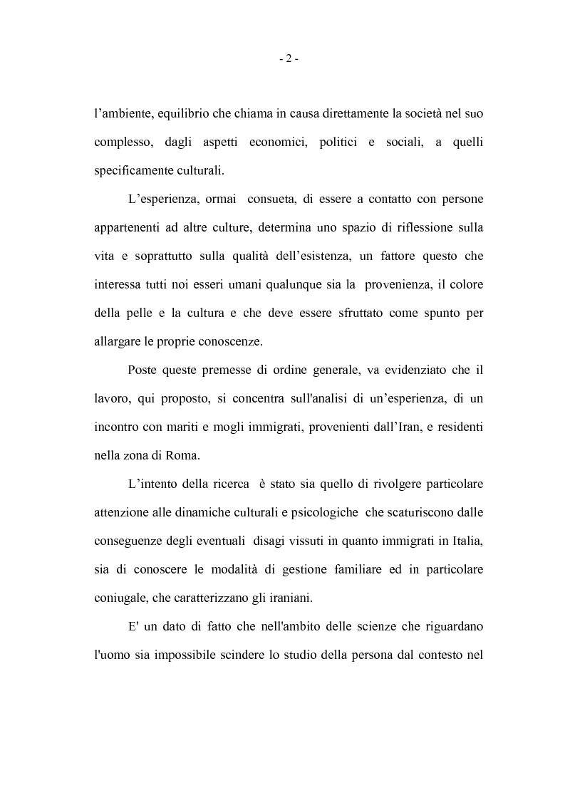 Anteprima della tesi: La coppia iraniana in Italia. La relazione di coppia, tra tradizione e migrazione., Pagina 2