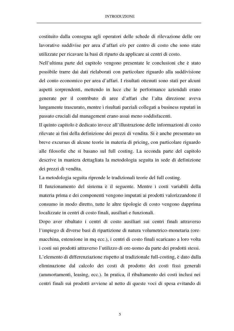 Anteprima della tesi: L'analisi dei costi consuntivi per area strategica d'affari e per prodotto. Il caso di un'impresa metalmeccanica, Pagina 5