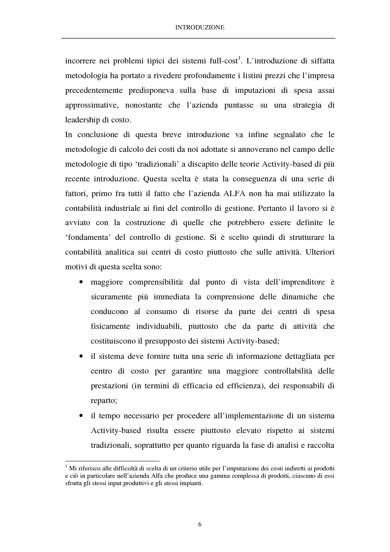 Anteprima della tesi: L'analisi dei costi consuntivi per area strategica d'affari e per prodotto. Il caso di un'impresa metalmeccanica, Pagina 6