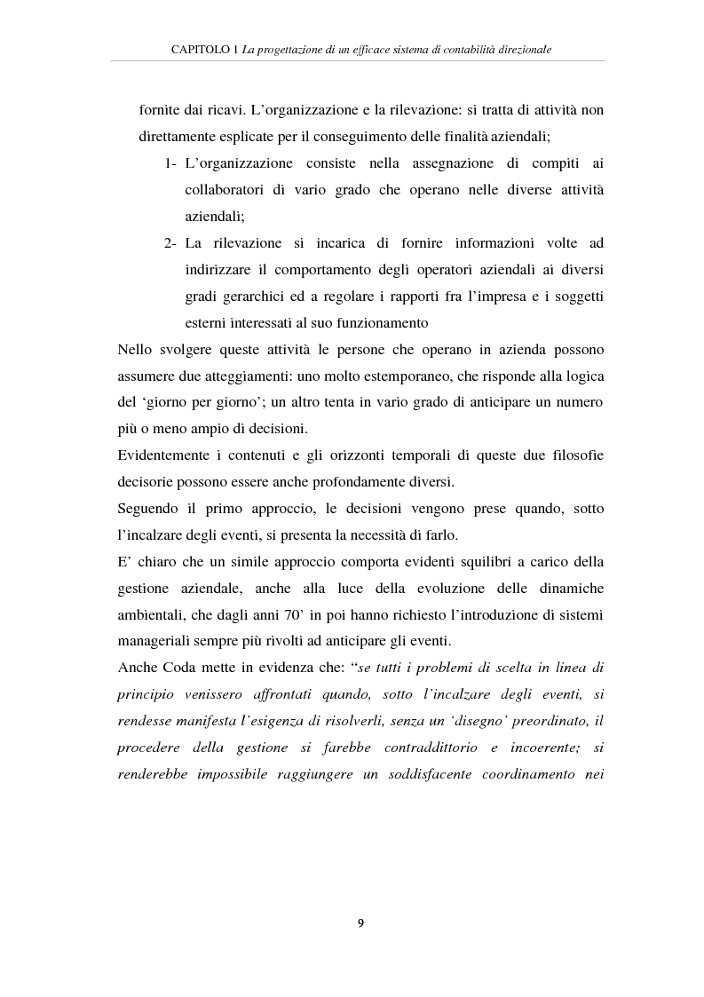 Anteprima della tesi: L'analisi dei costi consuntivi per area strategica d'affari e per prodotto. Il caso di un'impresa metalmeccanica, Pagina 9