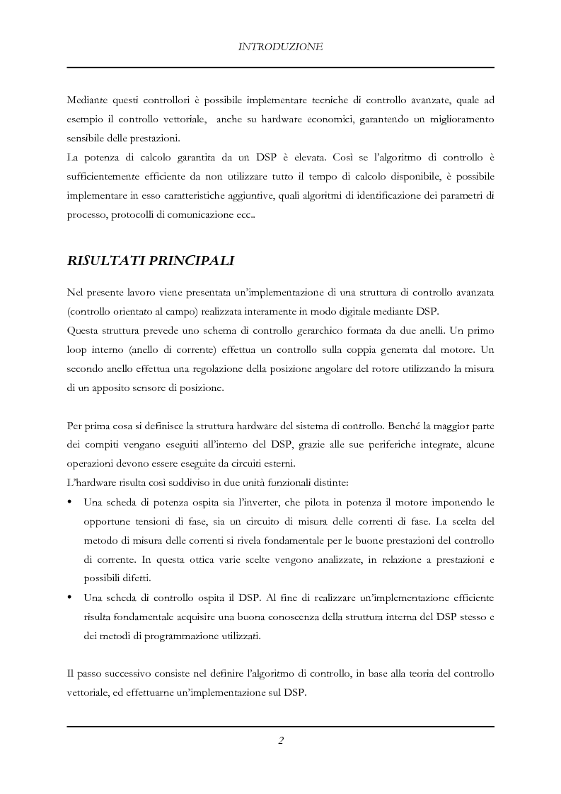 Anteprima della tesi: Progetto e realizzazione di un sistema di controllo di corrente e posizione per motori brushless mediante DSP, Pagina 2