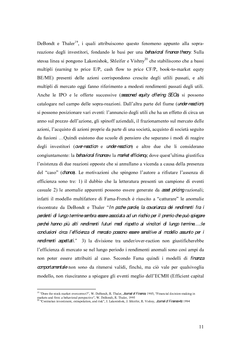 Anteprima della tesi: L'efficienza del mercato mobiliare: studi empirici sul nuovo mercato italiano, Pagina 11