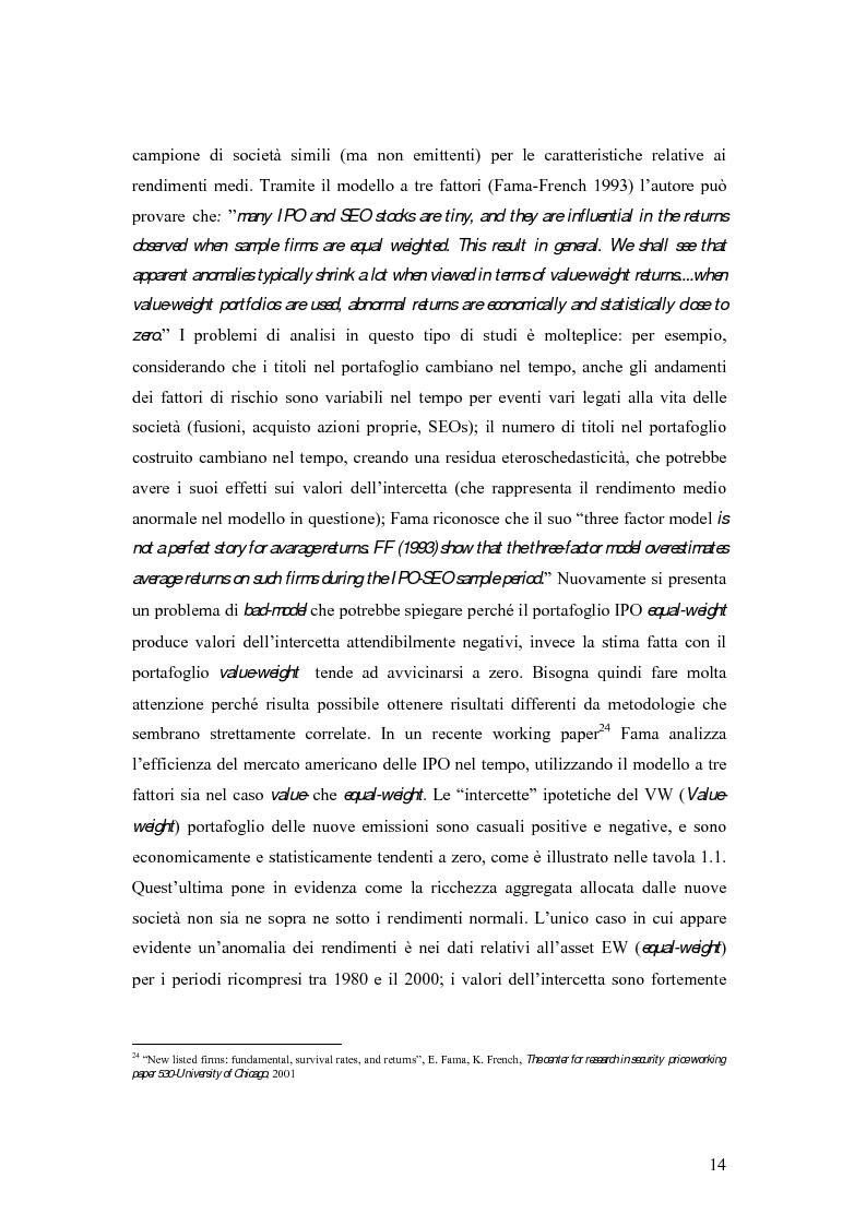 Anteprima della tesi: L'efficienza del mercato mobiliare: studi empirici sul nuovo mercato italiano, Pagina 14