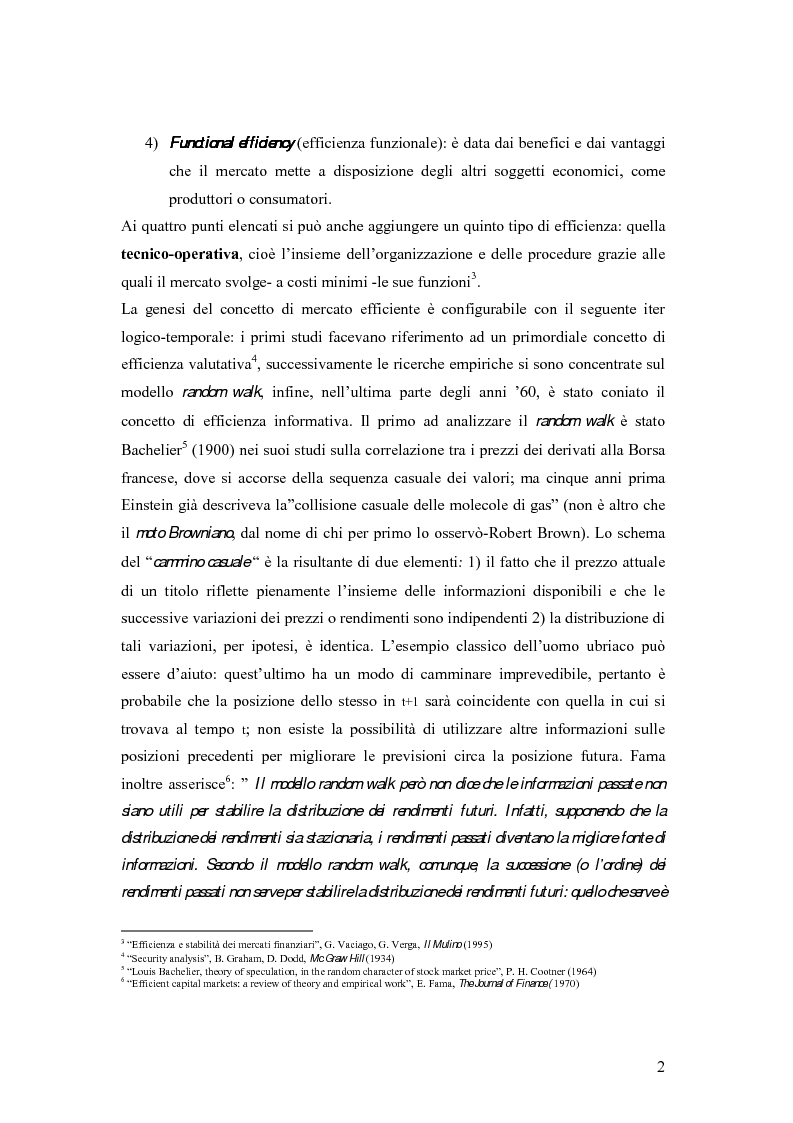 Anteprima della tesi: L'efficienza del mercato mobiliare: studi empirici sul nuovo mercato italiano, Pagina 2
