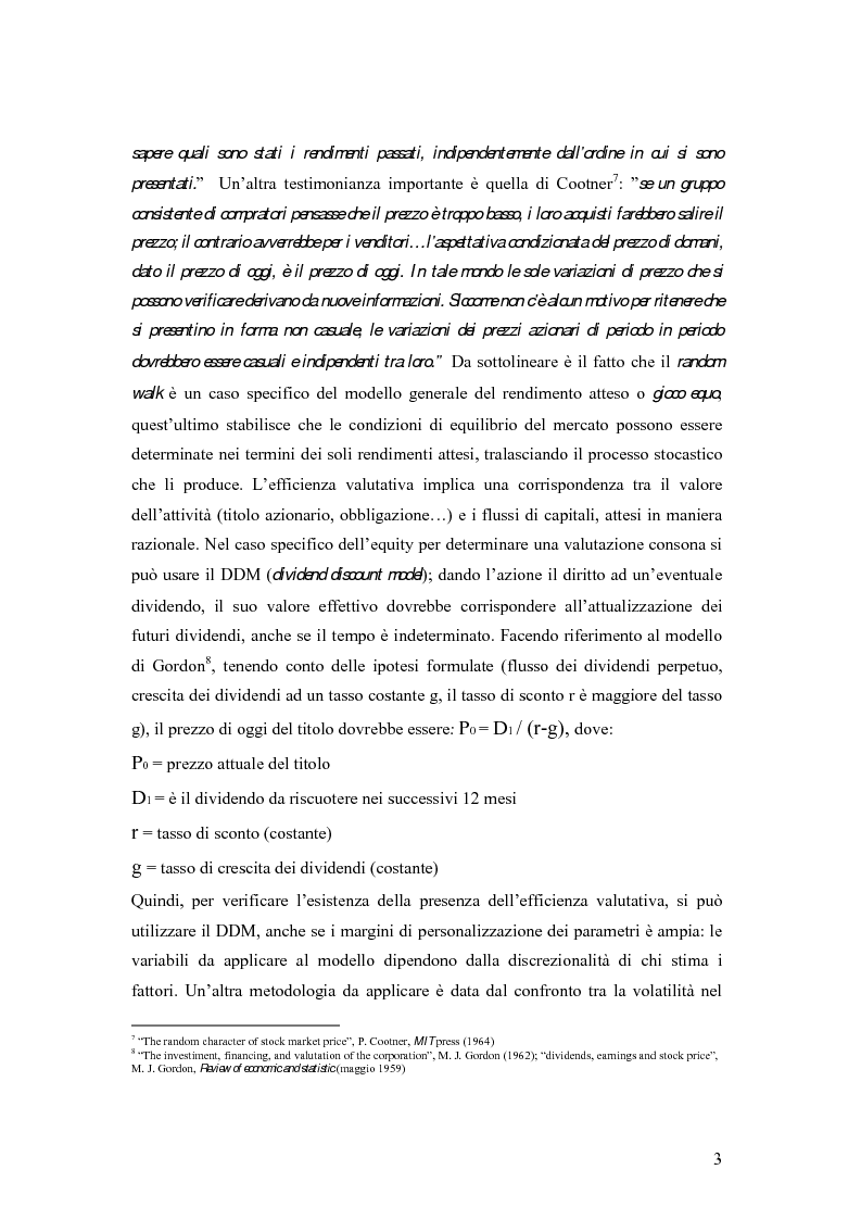 Anteprima della tesi: L'efficienza del mercato mobiliare: studi empirici sul nuovo mercato italiano, Pagina 3