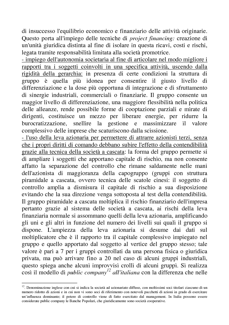 Anteprima della tesi: I gruppi di imprese (analisi delle modalità di costituzione e sviluppo e dei relativi aspetti gestionali ed organizzativi), Pagina 12