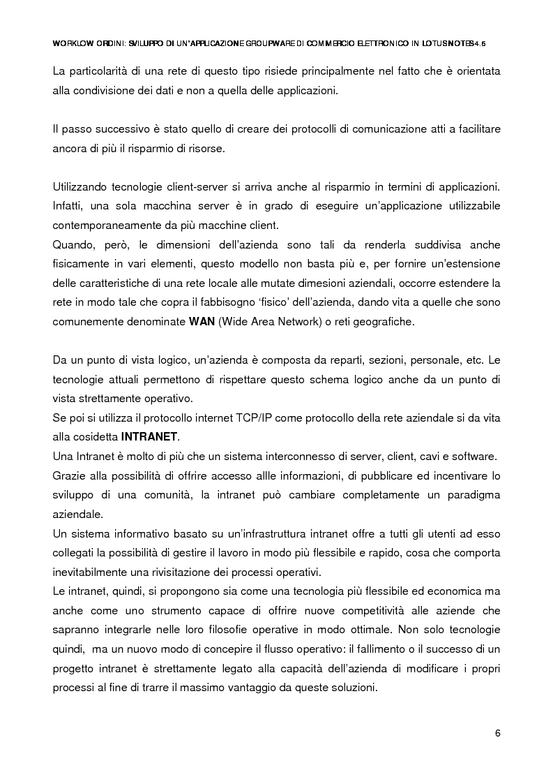 Anteprima della tesi: Workflow ordini: un'applicazione groupware di commercio elettronico con Lotus Notes 4.6, Pagina 4