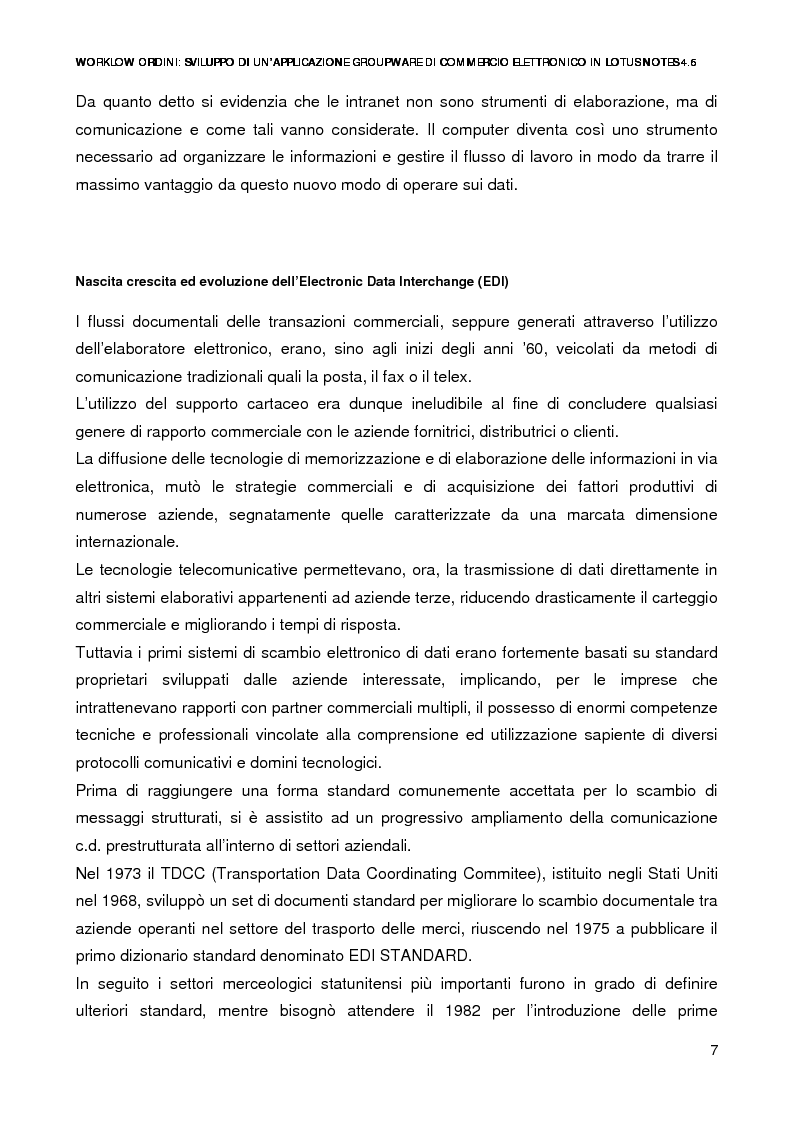 Anteprima della tesi: Workflow ordini: un'applicazione groupware di commercio elettronico con Lotus Notes 4.6, Pagina 5