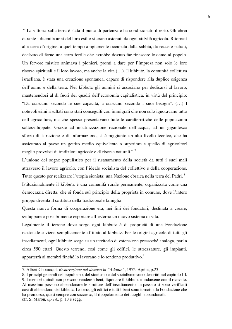 Anteprima della tesi: Il kibbutz, tipica forma cooperativa del mondo ebraico. Attuale fase di profonda crisi. Motivazioni culturali ed economiche, Pagina 4