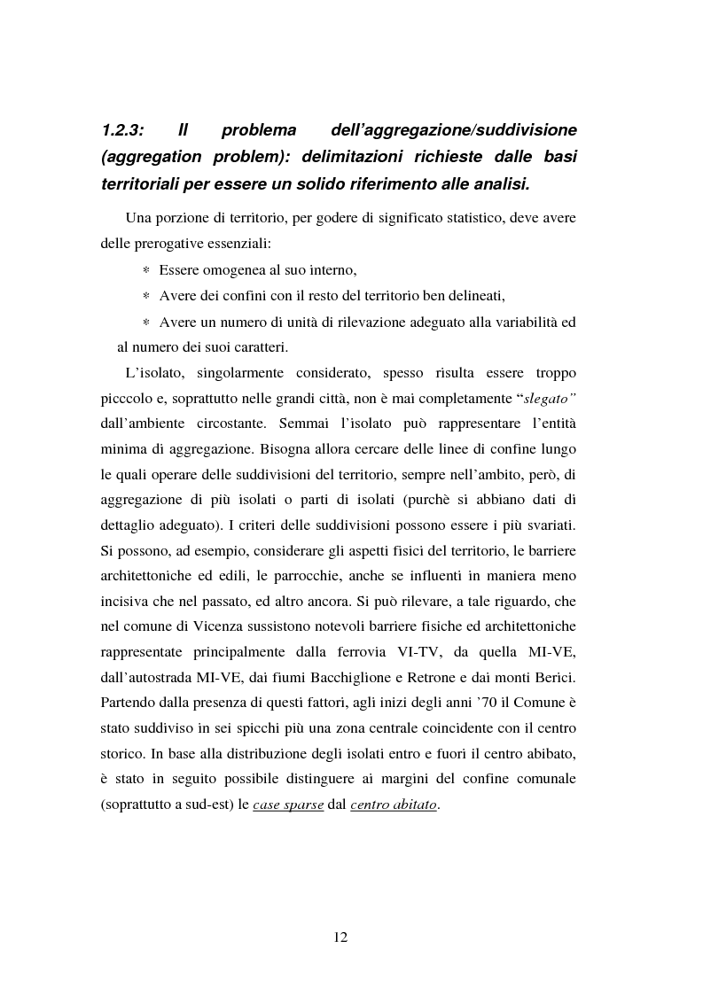 Anteprima della tesi: Proiezioni demografico-sociali per microaree: studio di fattibilità per il Comune di Vicenza, Pagina 12