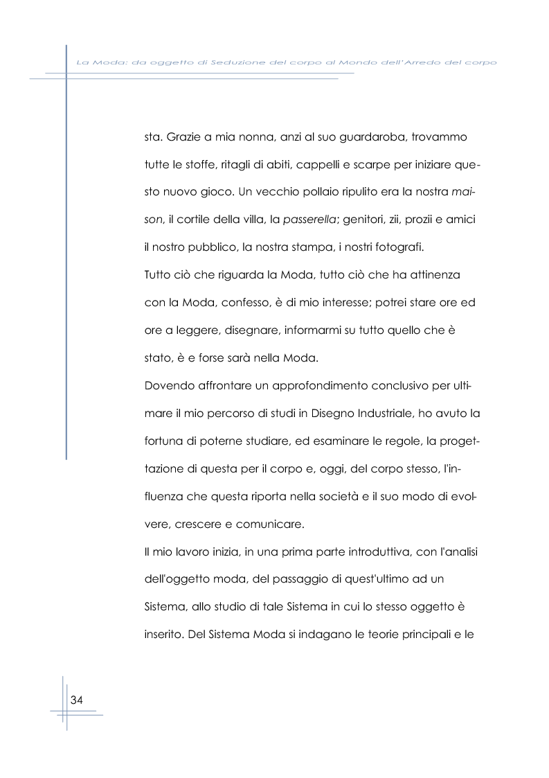Anteprima della tesi: La moda: da oggetto di seduzione del corpo a mondo dell'arredo del corpo, Pagina 3