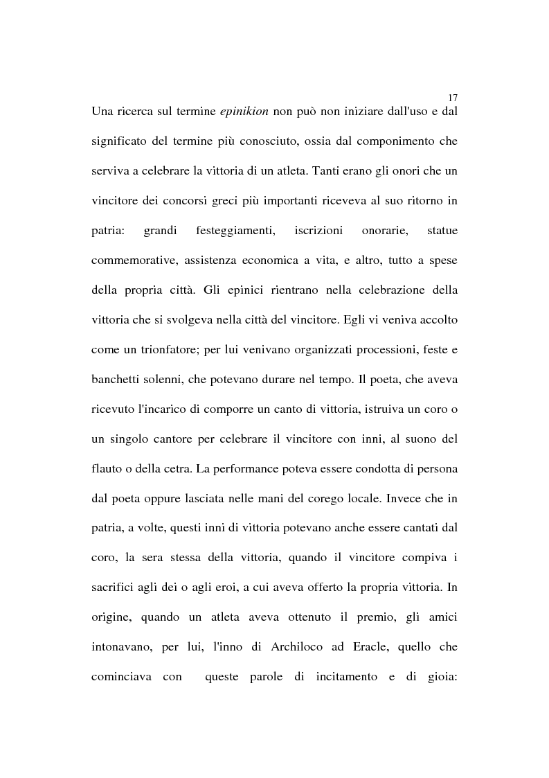 Anteprima della tesi: Il termine epinikion. Usi e significati nella documentazione di età greca e romana, Pagina 14