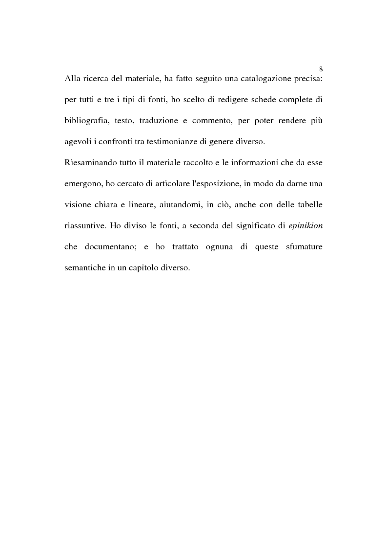 Anteprima della tesi: Il termine epinikion. Usi e significati nella documentazione di età greca e romana, Pagina 5