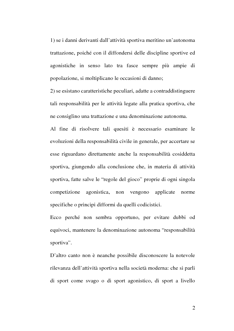 Anteprima della tesi: Aspetti civilistici della responsabilità sportiva, Pagina 2