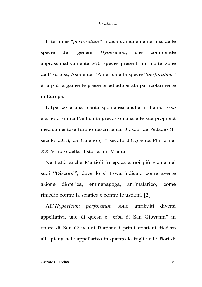 Anteprima della tesi: Ottimizzazione e standardizzazione dell'estratto di Hypericum perforatum, Pagina 2