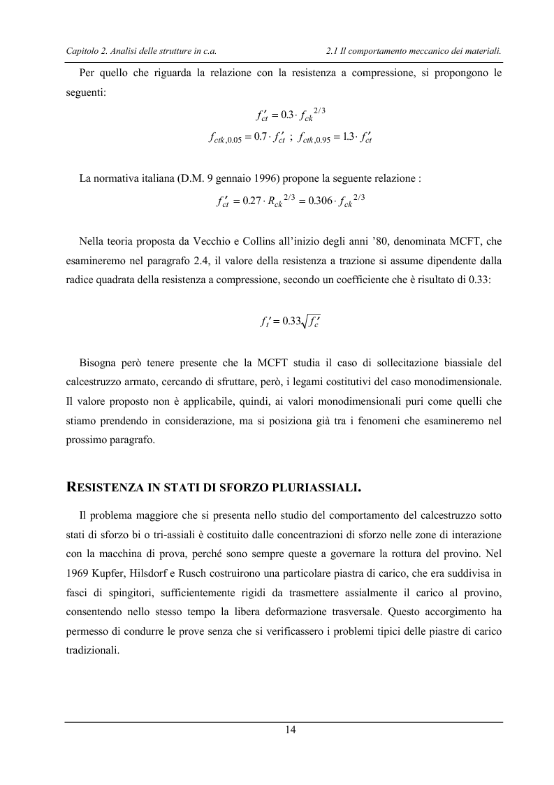 Anteprima della tesi: Analisi di elementi strutturali in calcestruzzo ad alta resistenza col modello Mcft e col modello di Cervenka, Pagina 11