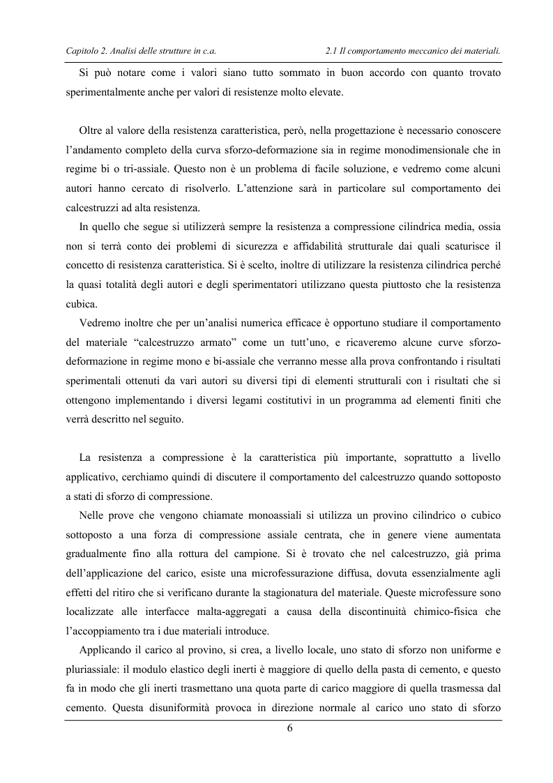 Anteprima della tesi: Analisi di elementi strutturali in calcestruzzo ad alta resistenza col modello Mcft e col modello di Cervenka, Pagina 3