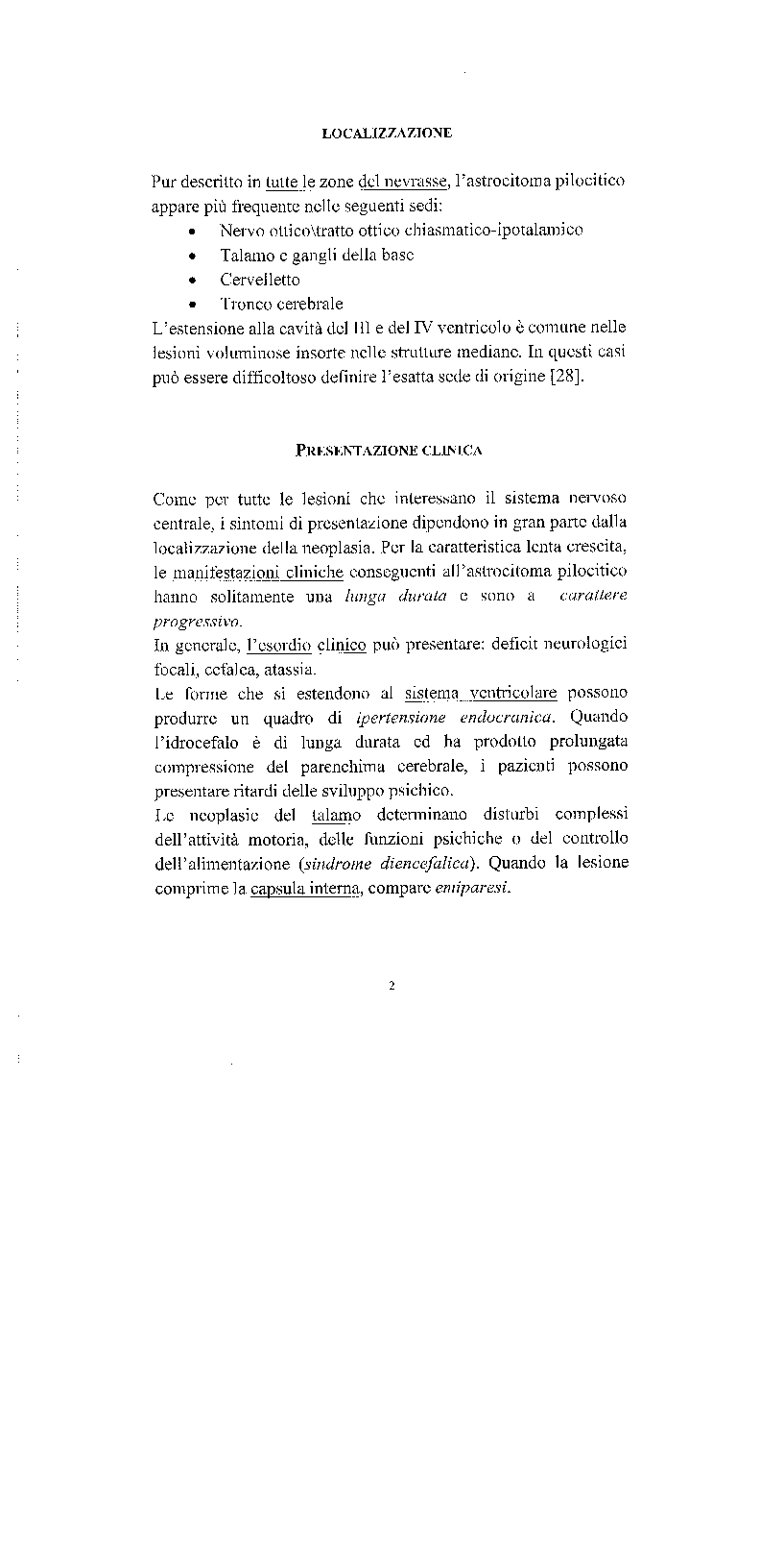 Anteprima della tesi: Astrocitoma pilocitico: studio anatomo-clinico, Pagina 2