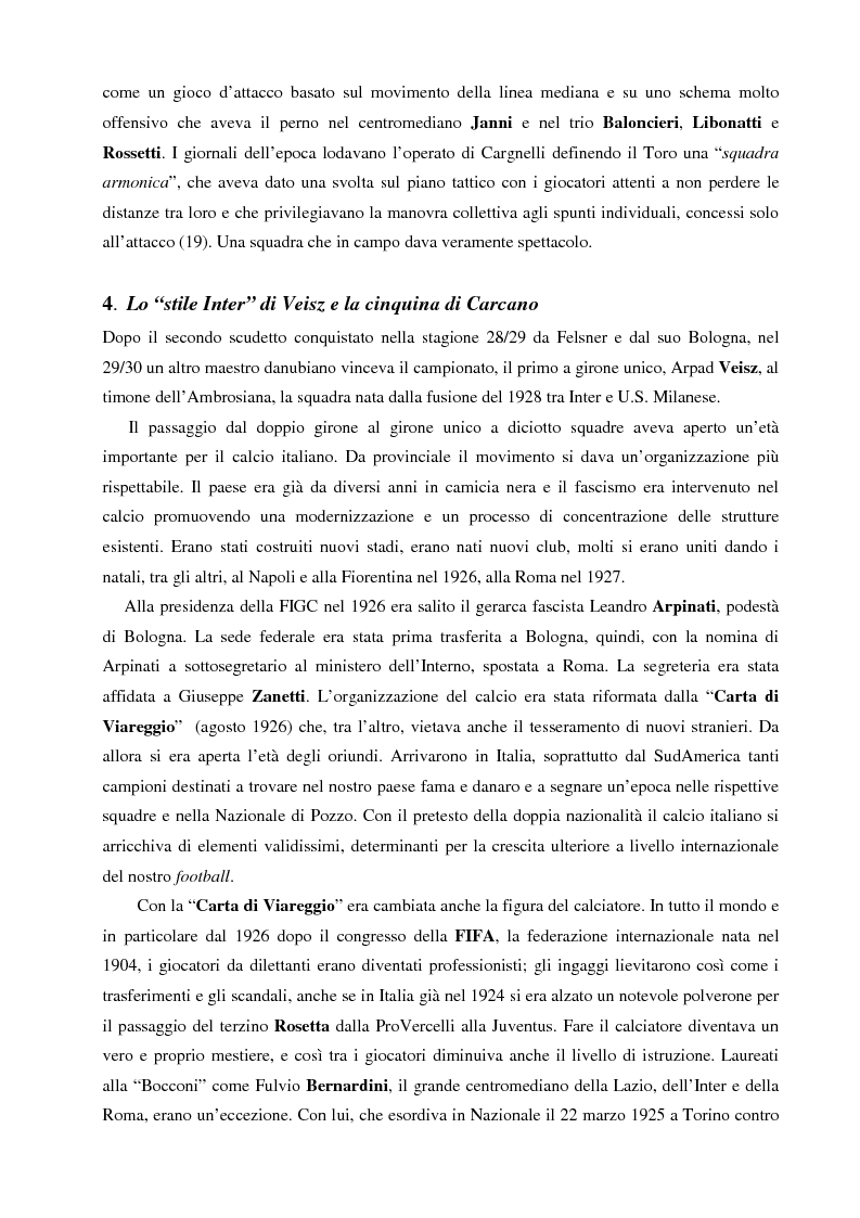 Anteprima della tesi: Storia della chiacchiera sul pallone in Italia (allenatori e giornalisti, tattiche e polemiche dal 1910 al 2000), Pagina 14
