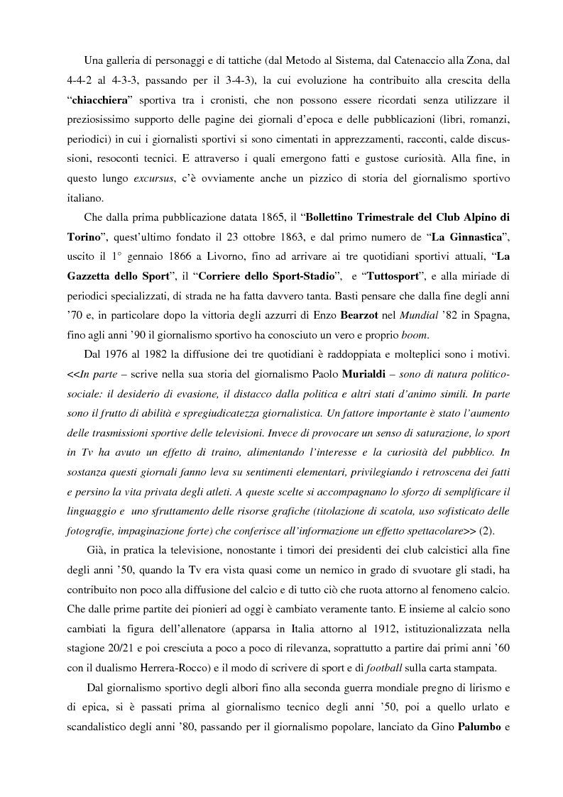 Anteprima della tesi: Storia della chiacchiera sul pallone in Italia (allenatori e giornalisti, tattiche e polemiche dal 1910 al 2000), Pagina 2