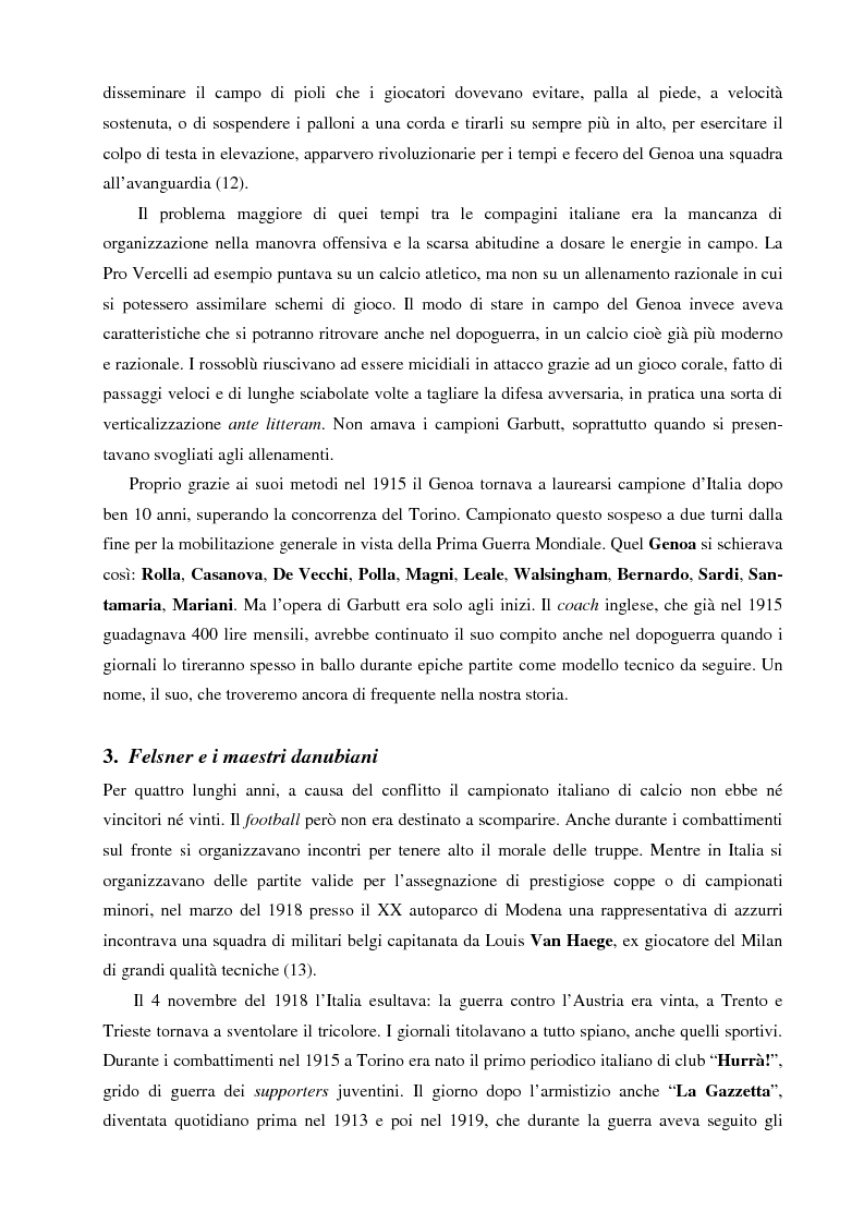 Anteprima della tesi: Storia della chiacchiera sul pallone in Italia (allenatori e giornalisti, tattiche e polemiche dal 1910 al 2000), Pagina 9