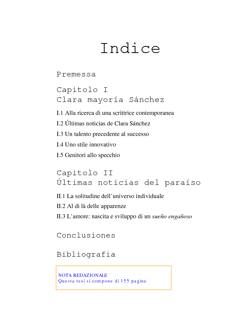 Indice della tesi: Últimas noticias de Clara Sánchez, Pagina 1
