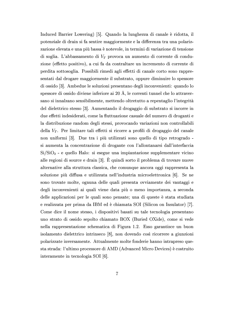 Anteprima della tesi: Simulazione di Mosfet Silicon on Insulator a canale ultrasottile, Pagina 5
