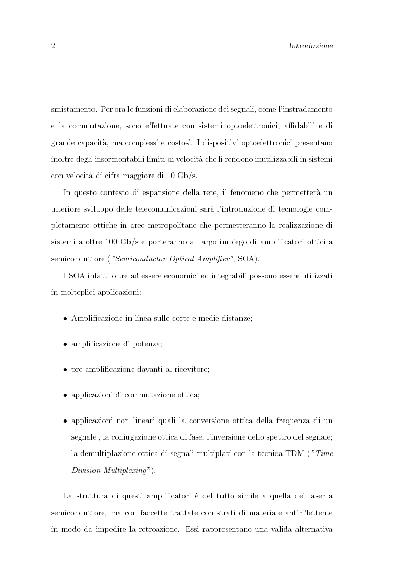 Anteprima della tesi: Studio per l'ottimizzazione di amplificatori ottici a semiconduttore (SOA), Pagina 2