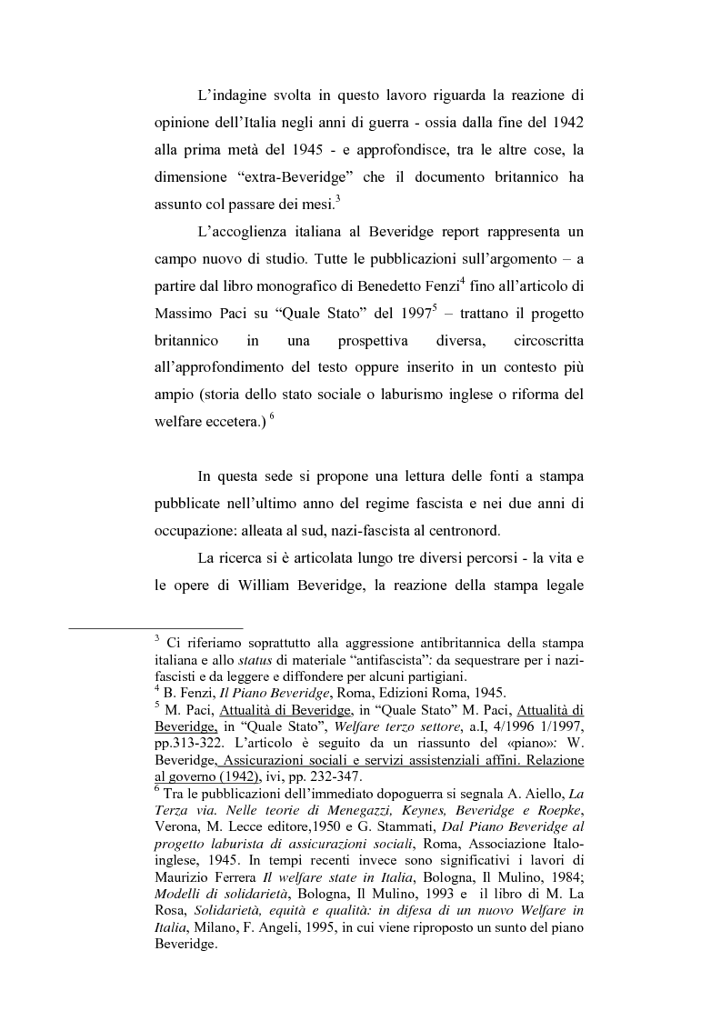 Anteprima della tesi: Il piano Beveridge e l'Italia: la reazione alla proposta di riforma del sistema di sicurezza sociale britannico negli anni di guerra 1942-1945, Pagina 2