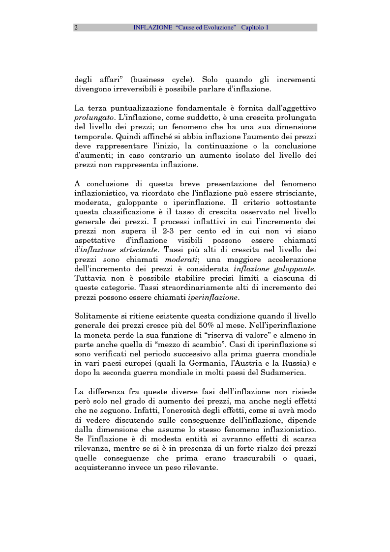 Anteprima della tesi: Inflazione - Cause ed evoluzione, Pagina 4
