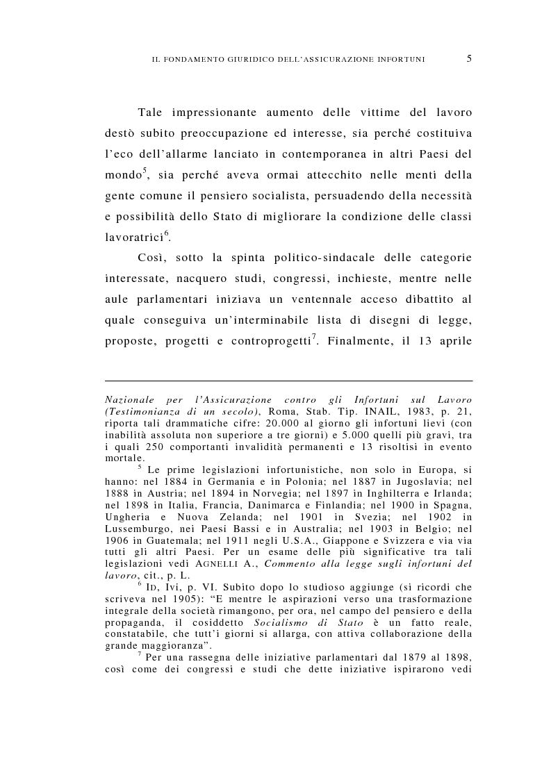 Anteprima della tesi: L'infortunio in itinere nell'ordinamento italiano, Pagina 5