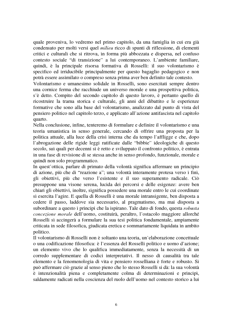 Anteprima della tesi: Il volontarismo di Carlo Rosselli. Una teoria umanistica per la riflessione politica., Pagina 4
