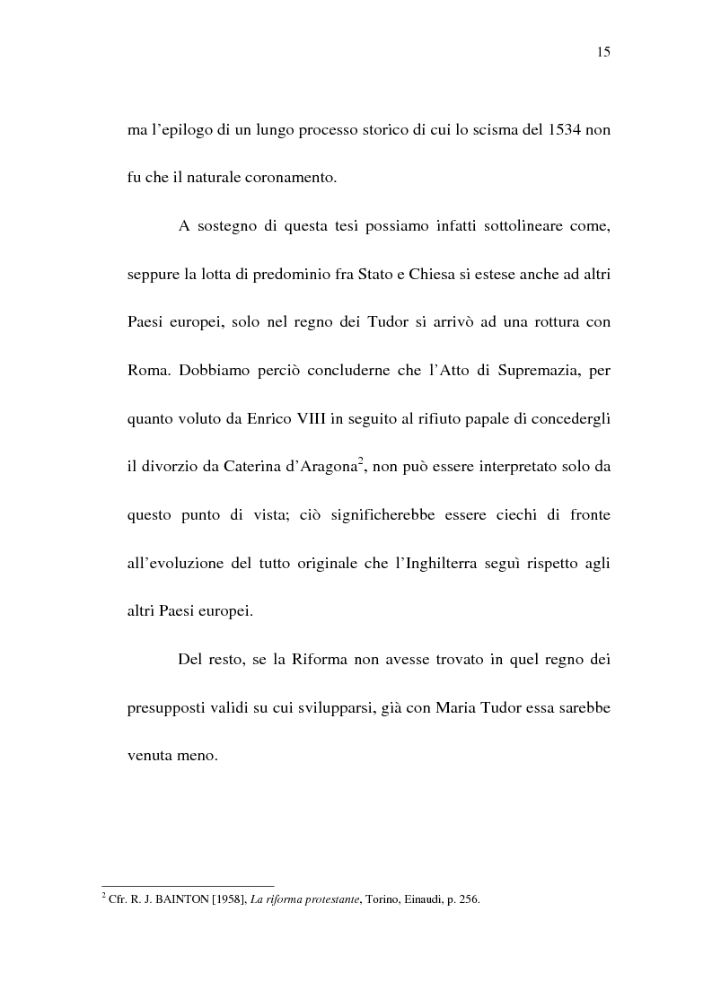 Anteprima della tesi: La riforma anglicana: Enrico VIII ed Elisabetta I, Pagina 15