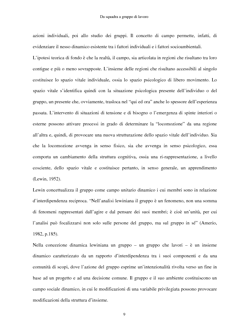 Anteprima della tesi: Da squadra a gruppo di lavoro. Indagine psicosociale sulla gestione del team sportivo, Pagina 6