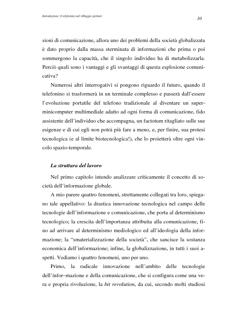 Anteprima della tesi: A spasso col mondo. Le telecomunicazioni mobili nella società dell'informazione globale. Il caso TIM., Pagina 10