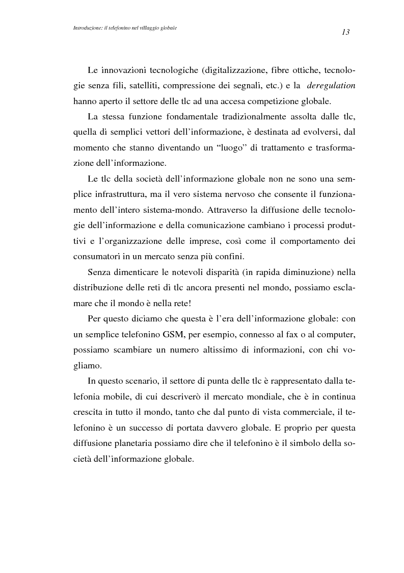 Anteprima della tesi: A spasso col mondo. Le telecomunicazioni mobili nella società dell'informazione globale. Il caso TIM., Pagina 13